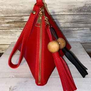 Unique Triangle Wristlet Bag In Red NWOT